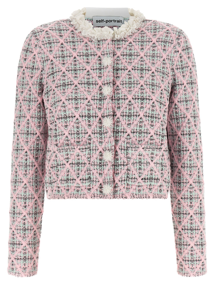 Self Portrait Floral Collar Cardigan Maglioni - Rosa | c8e60dbe44e81035958b11a8f29db6111c004cc3