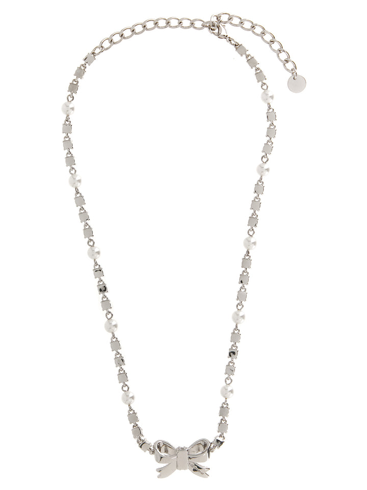 Self Portrait Crystal Pearl Bow Gioielli - Silver | 02226bcc921bb5bb99ffebf1fe352194b59f5a23