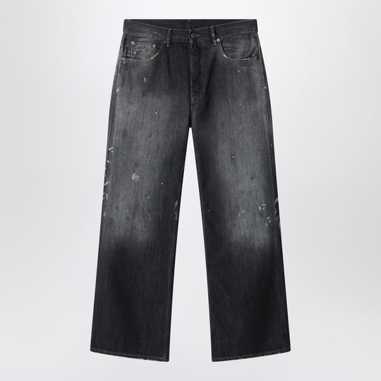 2021 M Black Faded Jeans With Paint Splatters