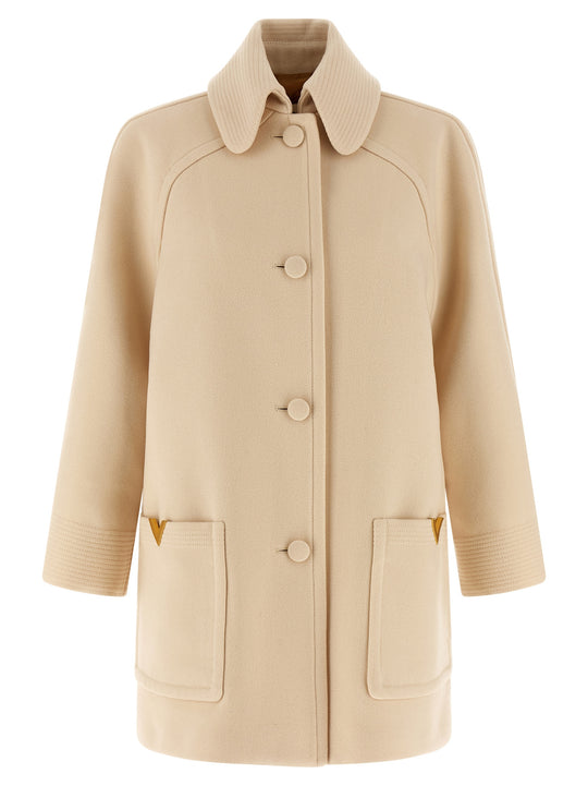 Valentino Garavani Wool Drap Coat Trench E Impermeabili Beige