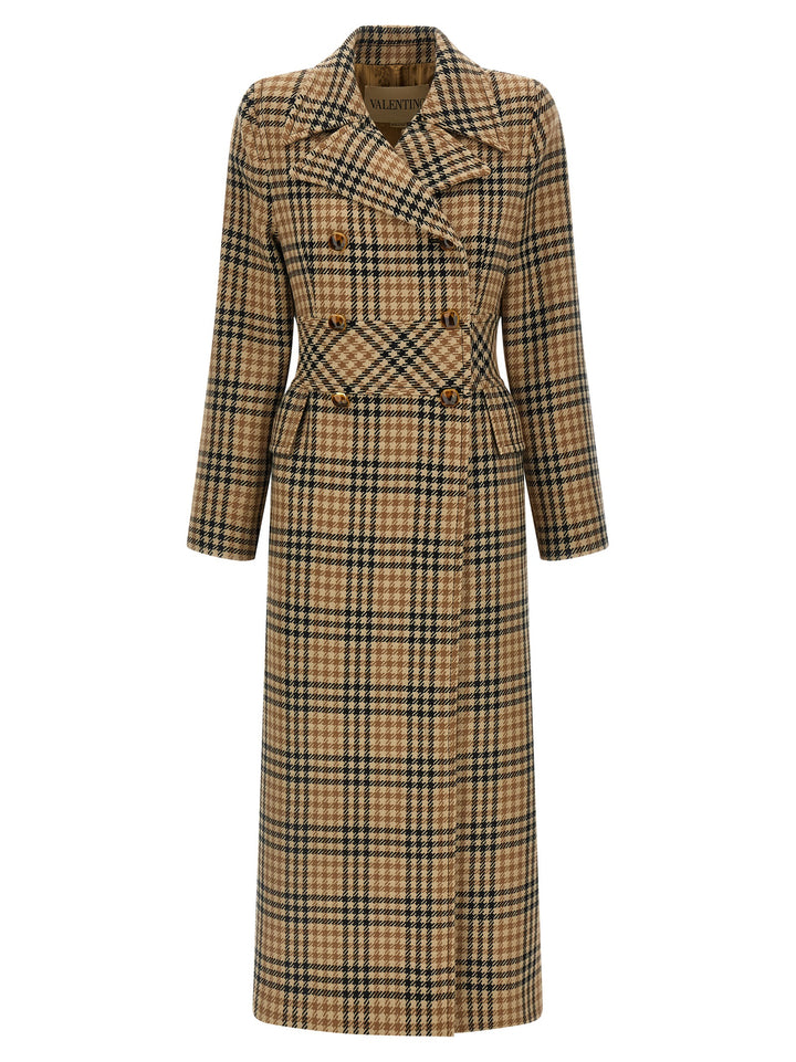 Valentino Garavani Valentino Garavani Houndstooth Wool Coat Trench e Impermeabili - Marrone | 13bfb04ac0c2d7db052c876f9b0df4f0508318db