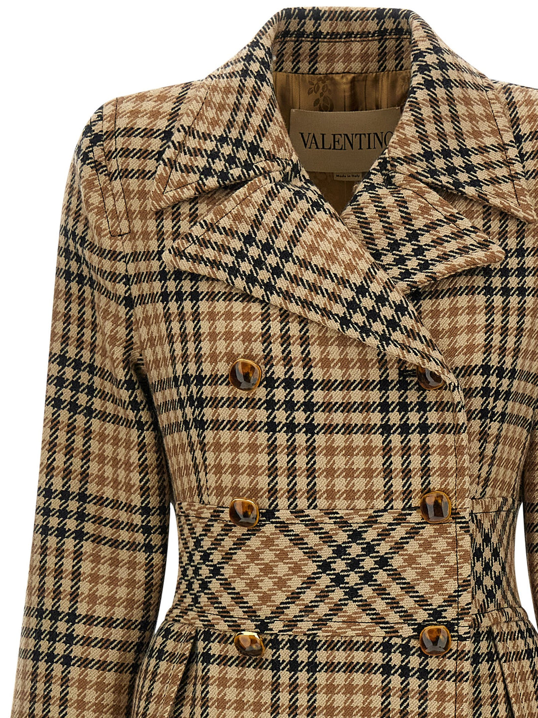 Valentino Garavani Valentino Garavani Houndstooth Wool Coat Trench e Impermeabili - Marrone | afe3c5653ef53b1c4168a687e756de239543aee1