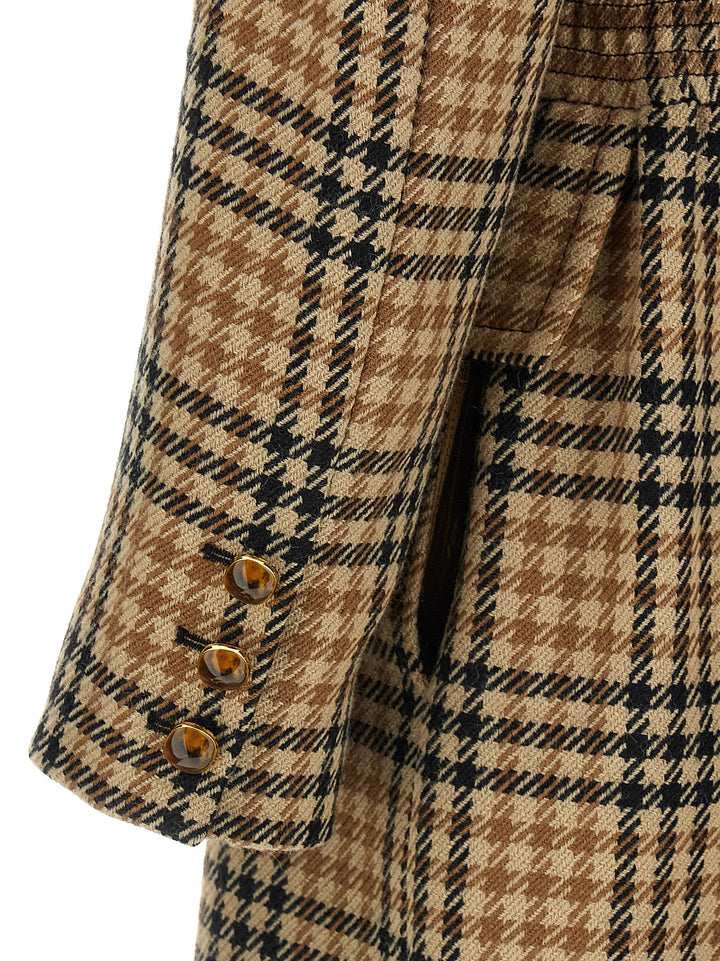 Valentino Garavani Valentino Garavani Houndstooth Wool Coat Trench e Impermeabili - Marrone | 7eec291801fe3305a2dad9d9b16c04664032bdad