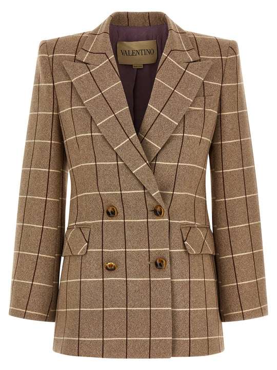 Valentino Garavani Double-Breasted Blazer Blazers Beige