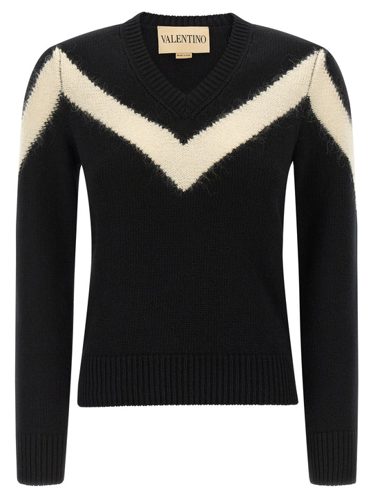 Valentino Garavani Vlogosignature Bow Sweater Maglioni Bianco/Nero