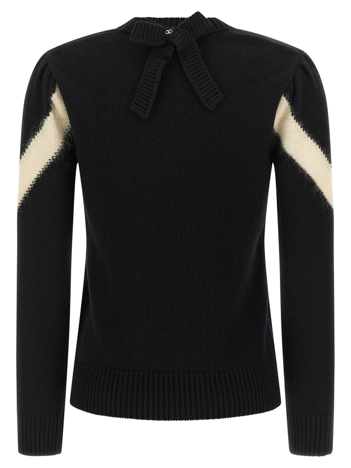 Valentino Garavani Valentino Garavani Vlogosignature Bow Sweater Maglioni - Bianco/Nero | 37bf616a96ff79aa1b3467844b0b824ee8fe5d22