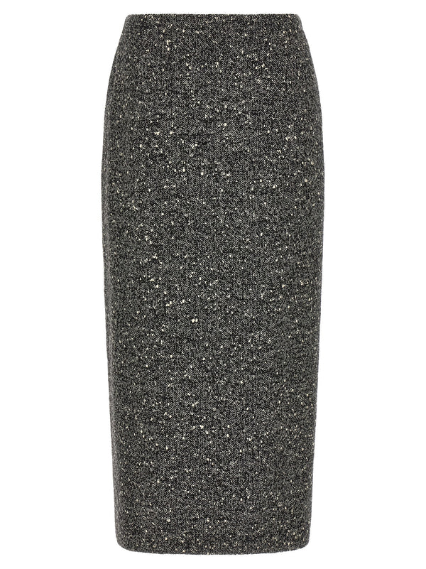 Valentino Garavani Chevron Bouclé Skirt Gonne Bianco/Nero