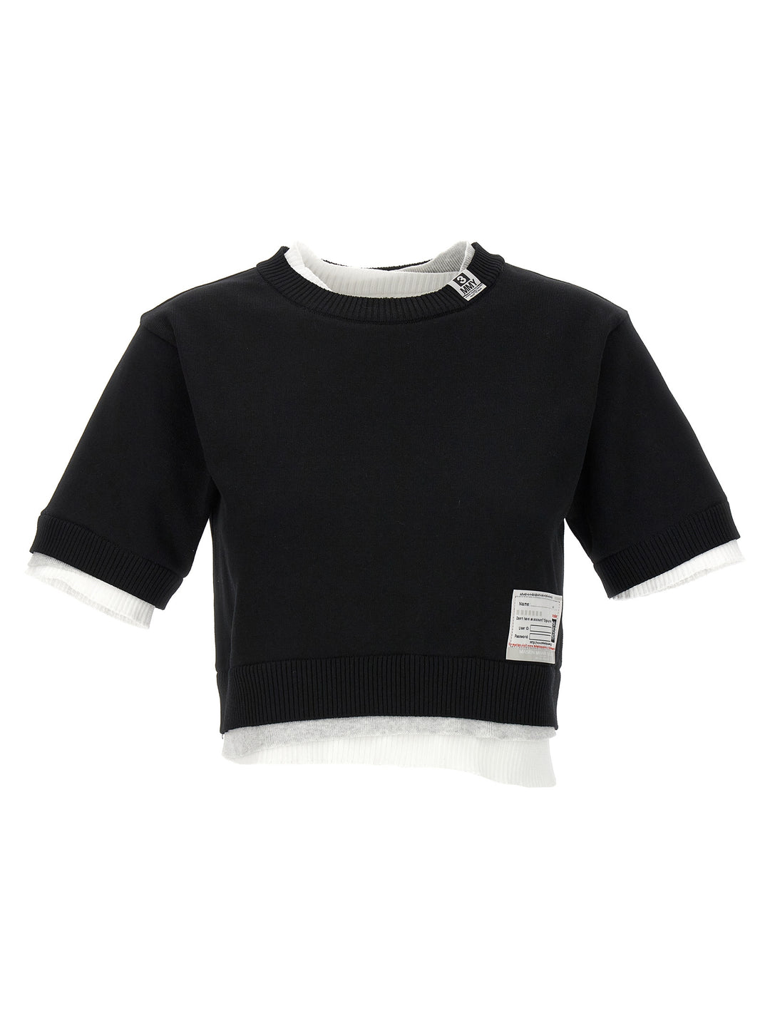 Cropped Sweater With Contrasting Inserts Maglioni Bianco/Nero