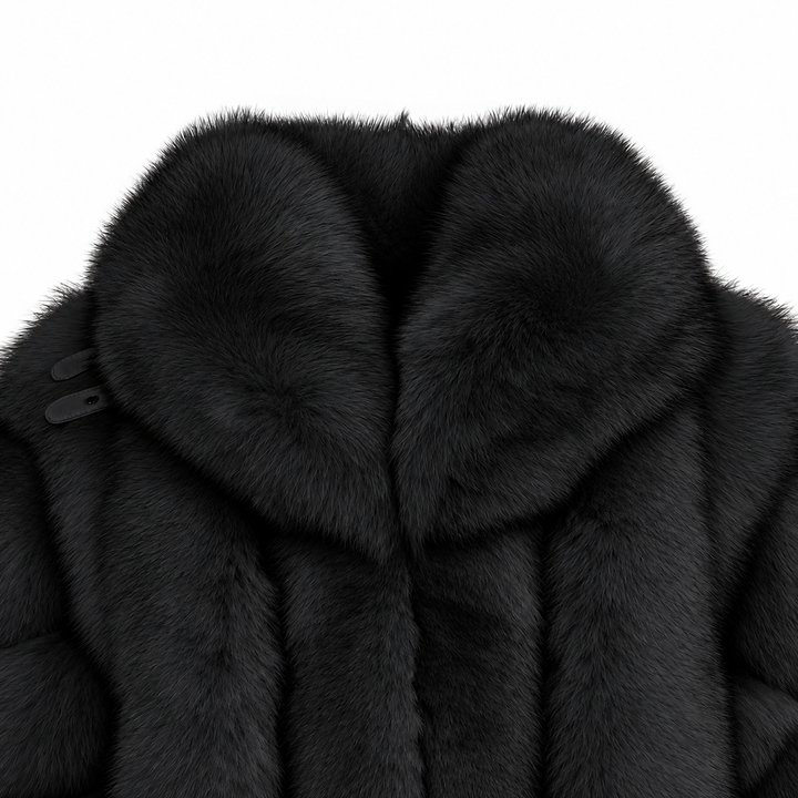 Metielle Couture Veste Nevel Noire en Fourrure de Renard