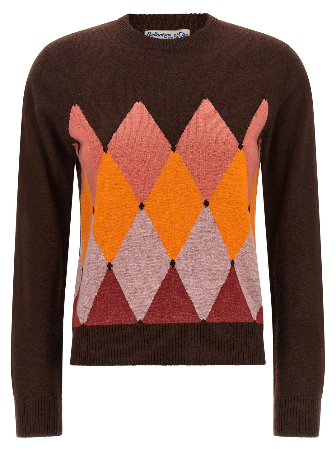 Ballantyne Crewneck Sweater With Diamond Intarsia Maglioni - Marrone | 2fe057afb6236ee2813f9b5e05f2846e9f3983ce