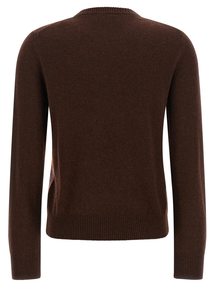 Ballantyne Crewneck Sweater With Diamond Intarsia Maglioni - Marrone | 4f49c9105d5ee9eedfc44060600d2595d82ef152