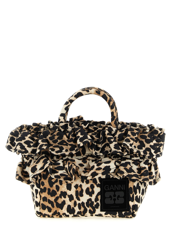 Ganni Mini Shopper Ruffle Print Borse a Mano - Marrone | 4c9d6e87a76b5261f6ac72f0e072129273c1c59d