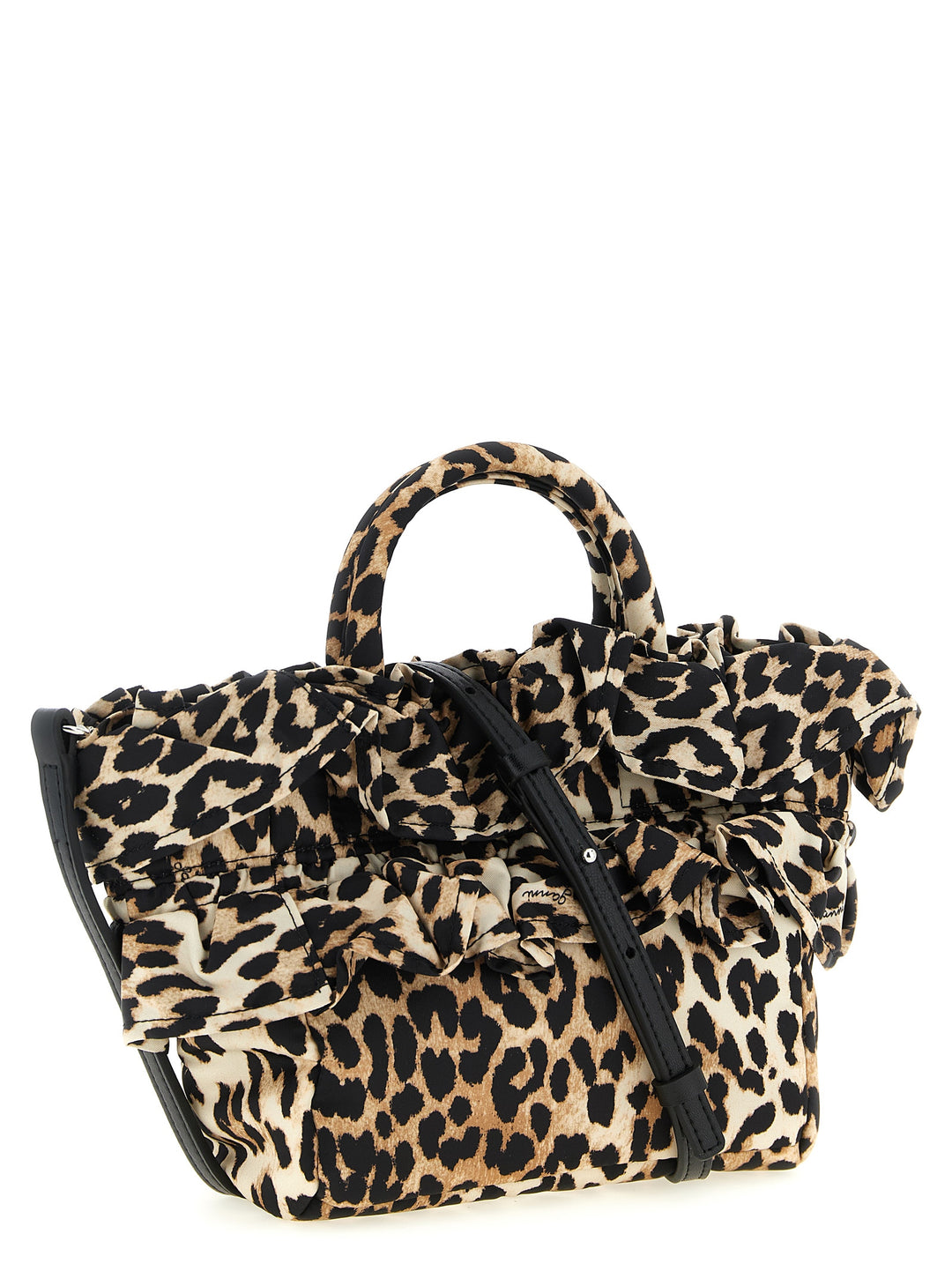 Ganni Mini Shopper Ruffle Print Borse a Mano - Marrone | 990f83448c0e4156cbe18280a65c5c409d578f00