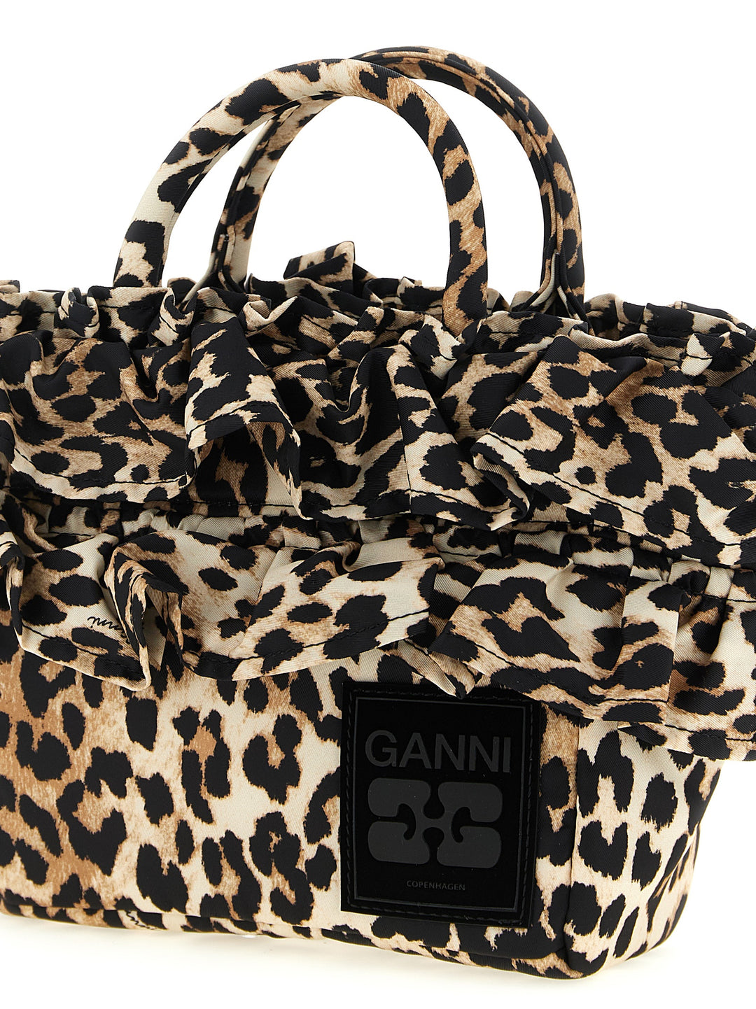 Ganni Mini Shopper Ruffle Print Borse a Mano - Marrone | 970d25bef979f8786ed73bb740c171ec50d948d0