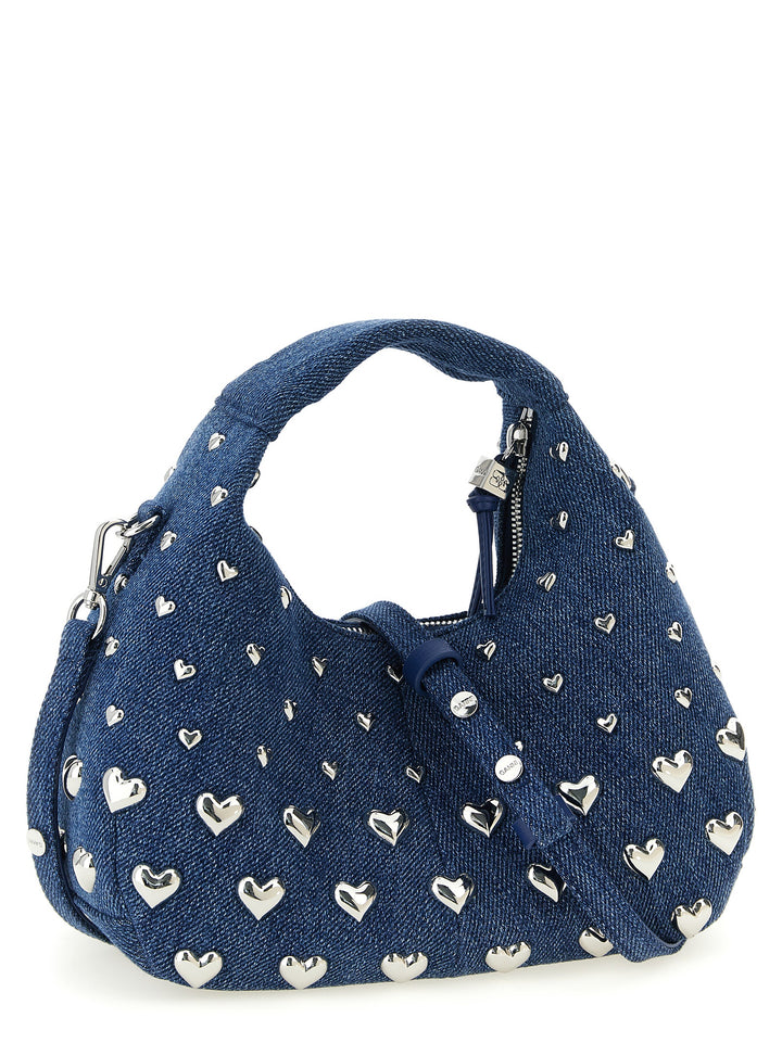Ganni Denim Stud Mini Hobo Borse a Mano - Blu | b452c8d6f191c27abee70b442b35a1b96ff7854c