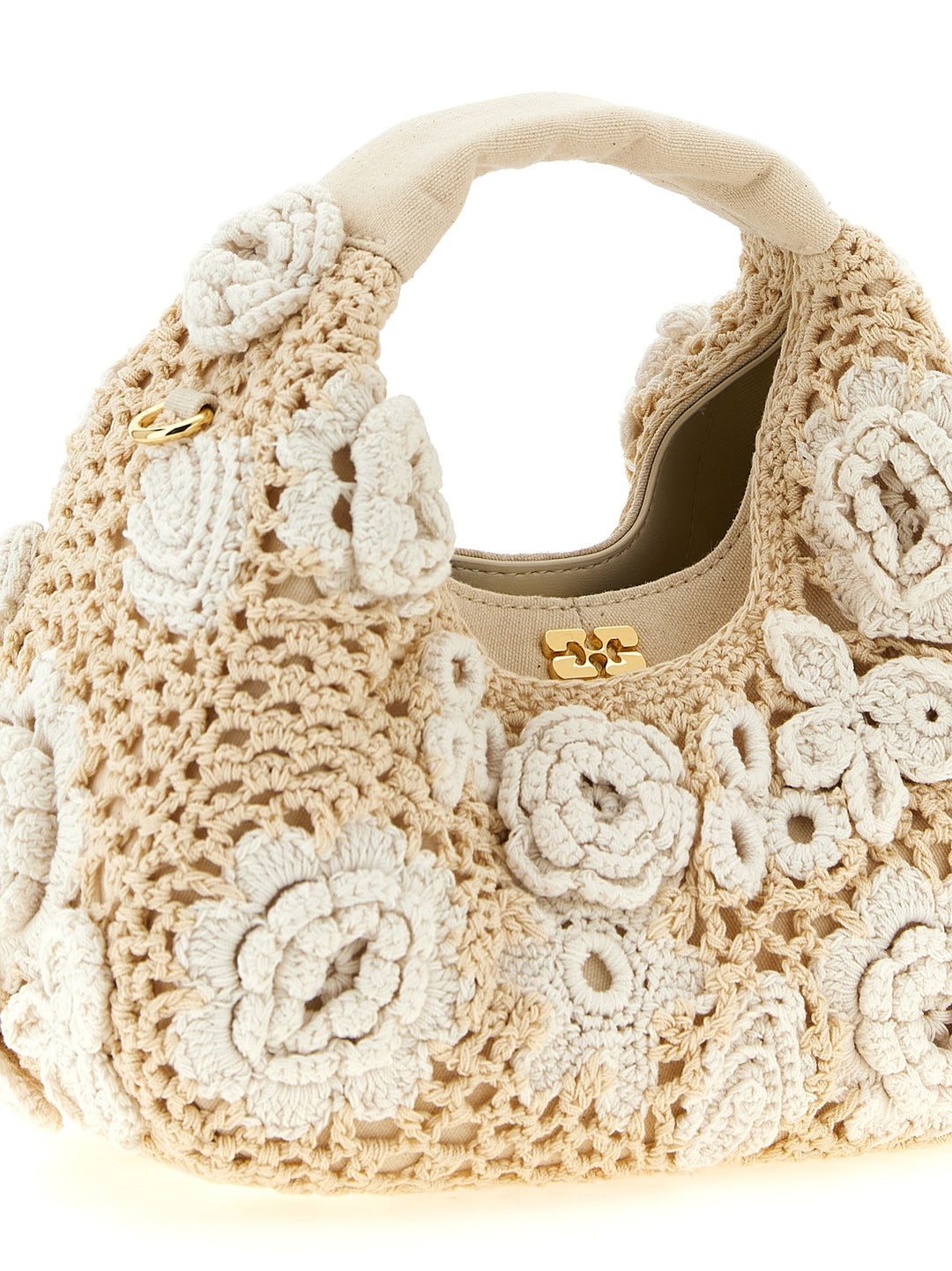 Ganni Mini Hobo Crochet Borse a Mano - Bianco | fccd7e1b99907b5691d60a82bd4e92f1882e38a1