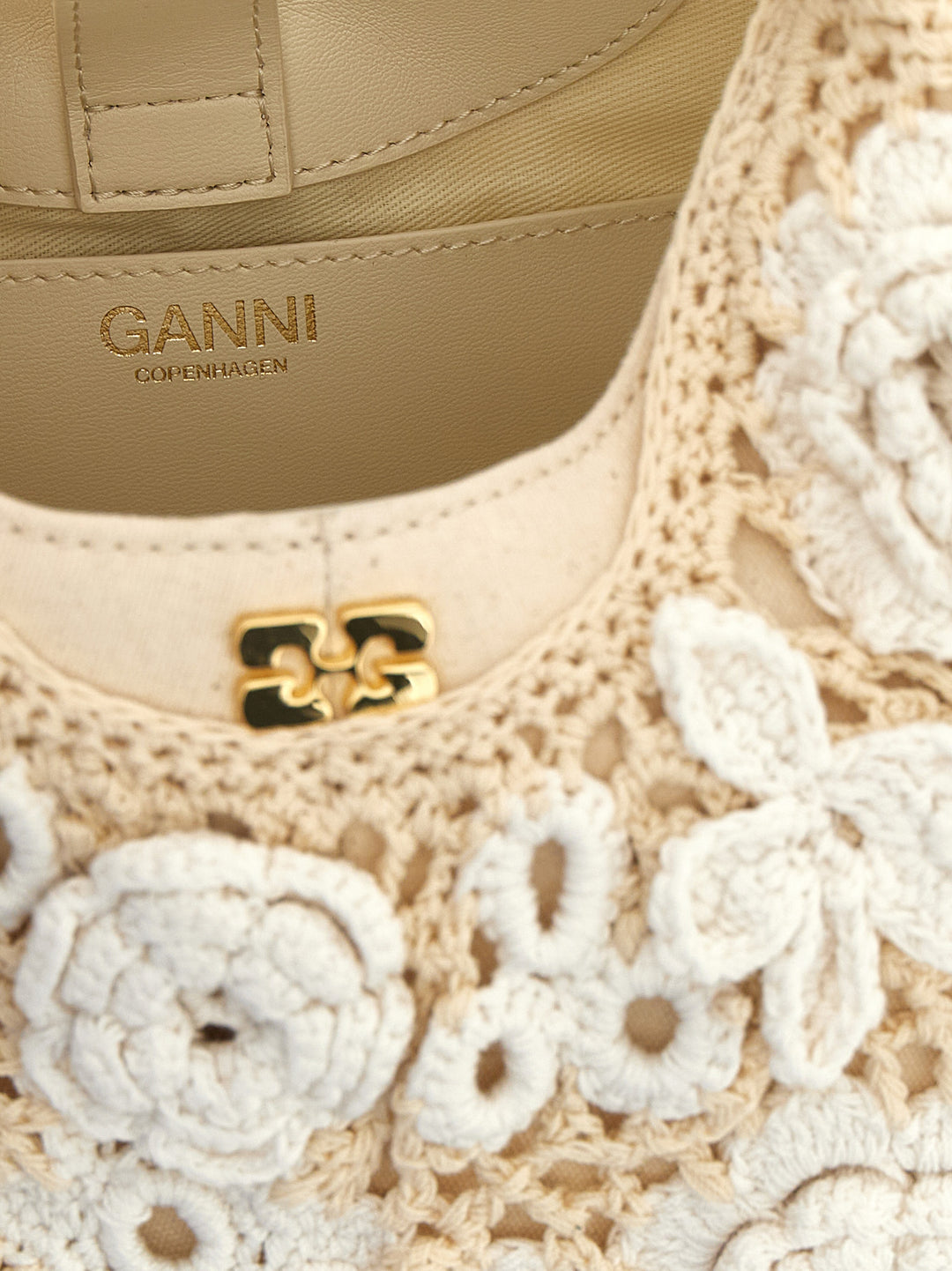 Ganni Mini Hobo Crochet Borse a Mano - Bianco | 0823bcdba16dac77c544336823a7a2b3f218fb32