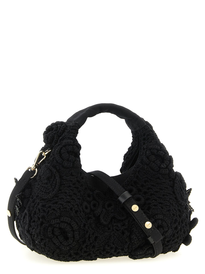 Ganni Mini Hobo Crochet Borse a Mano - Nero | c7118fc376e2365bcb2e7a32bc7577ac3ea446b8