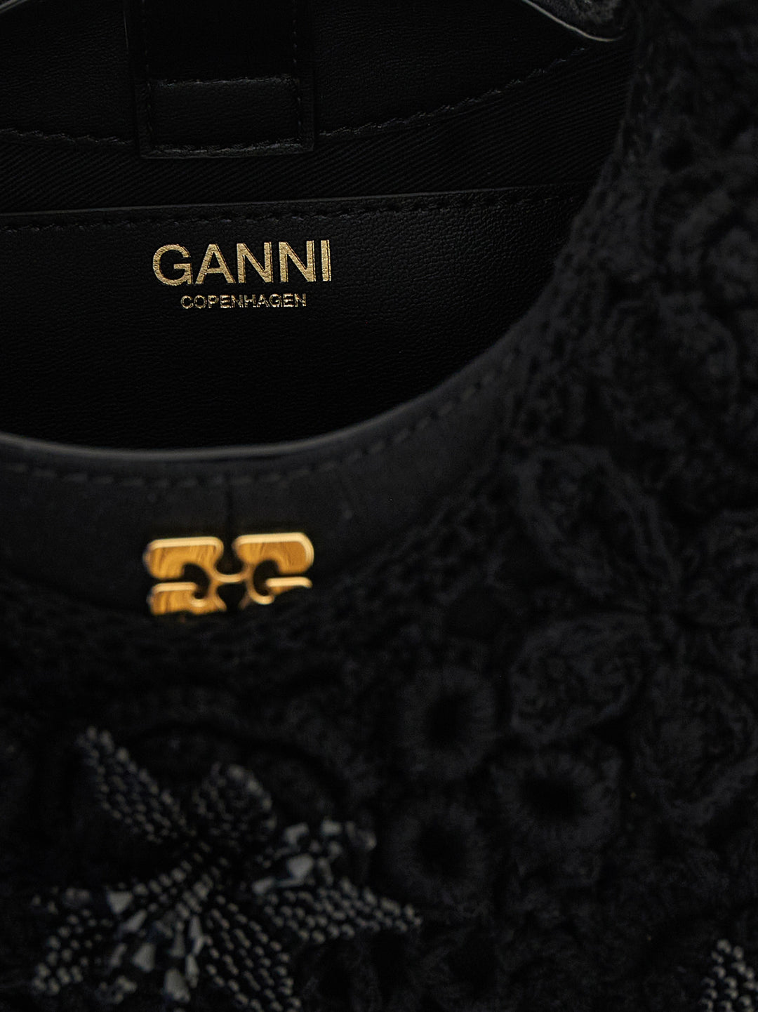 Ganni Mini Hobo Crochet Borse a Mano - Nero | 93cada5518283246914985cc2f7adbd3b21beb70
