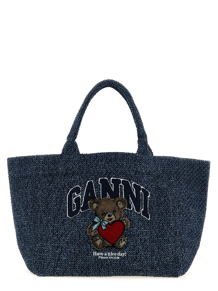 Ganni Bear Tote - Blu | 04e3d8f7a4da065a0a9c2f98efe55ffd6890d1fc