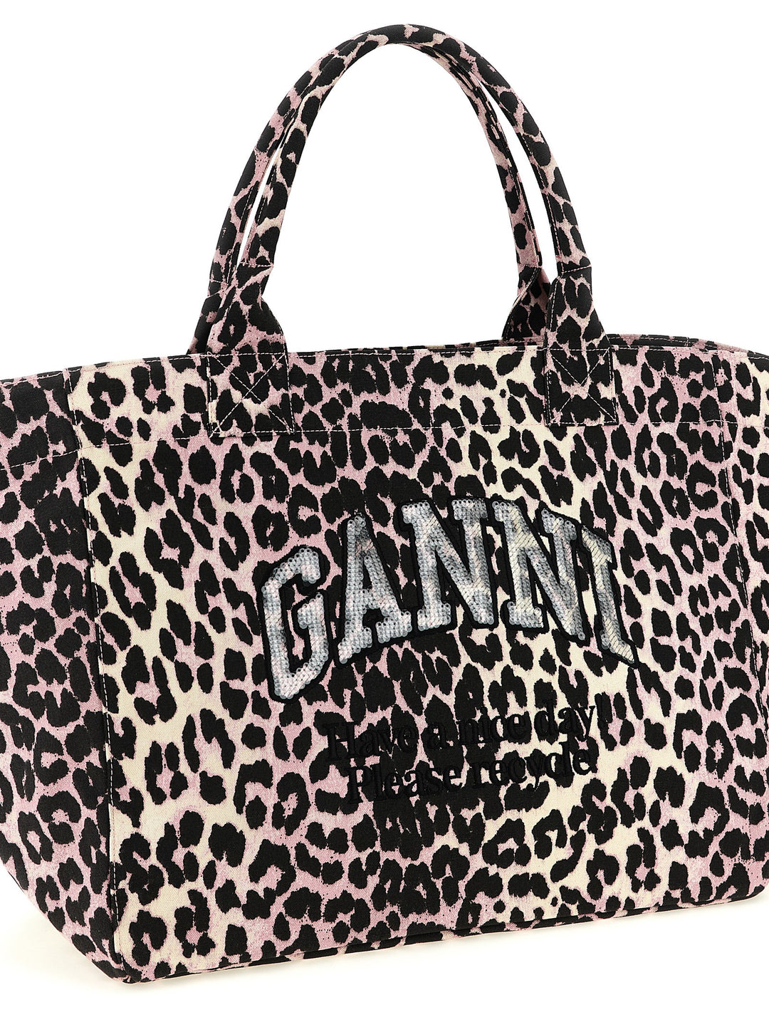 Ganni Leopard Sequin Xxl Tote Tote - Rosa | 4362e4241280df98f57eb1caadd1f1e030e7ffa6