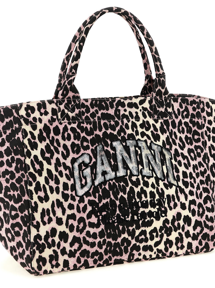Ganni Leopard Sequin Xxl Tote Tote - Rosa | 4362e4241280df98f57eb1caadd1f1e030e7ffa6
