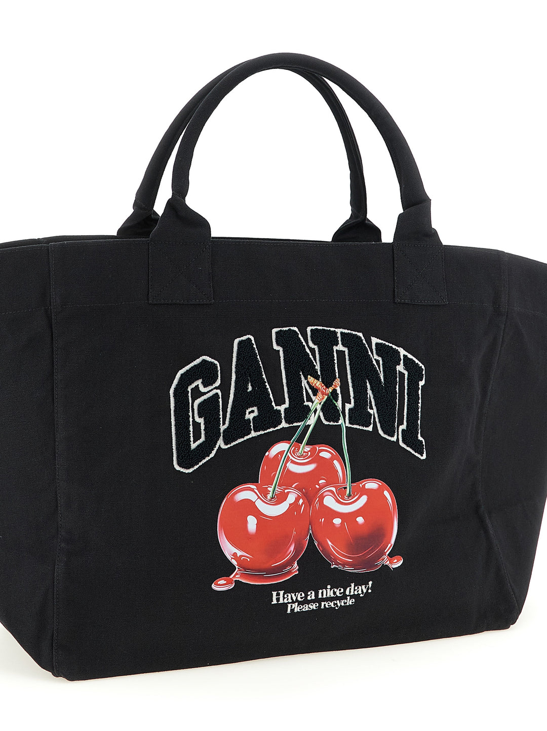 Ganni Black Xxl Cherry Tote Tote - Nero | 6f2e6a22599095b2856f3504ecdb2400ad8c74aa