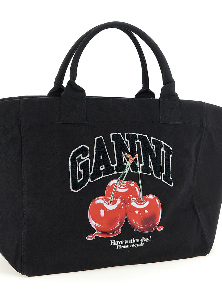 Ganni Black Xxl Cherry Tote Tote - Nero | 6f2e6a22599095b2856f3504ecdb2400ad8c74aa