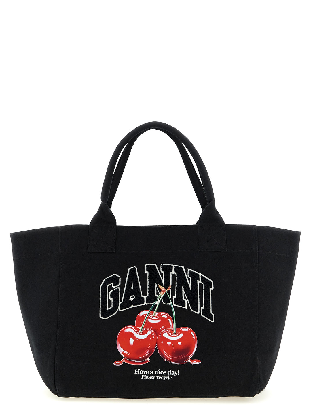 Ganni Black Medium Cherry Tote Tote - Nero | 07518dca5909dd25ba9f18da25b16a101c82d771
