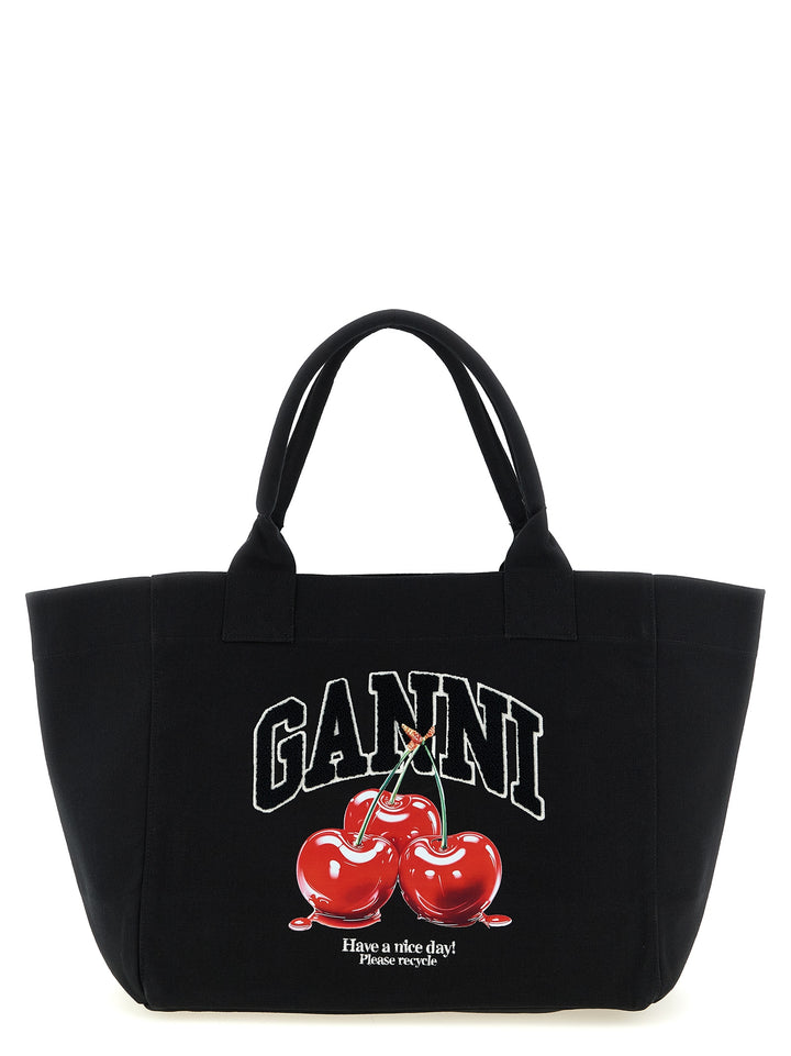 Ganni Black Medium Cherry Tote Tote - Nero | 07518dca5909dd25ba9f18da25b16a101c82d771