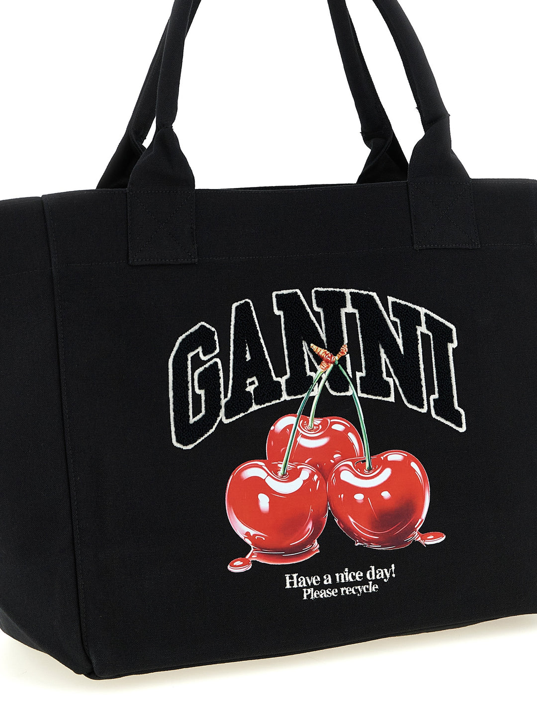 Ganni Black Medium Cherry Tote Tote - Nero | 73d826f2f621875ec34af7795cce55f3833308ed