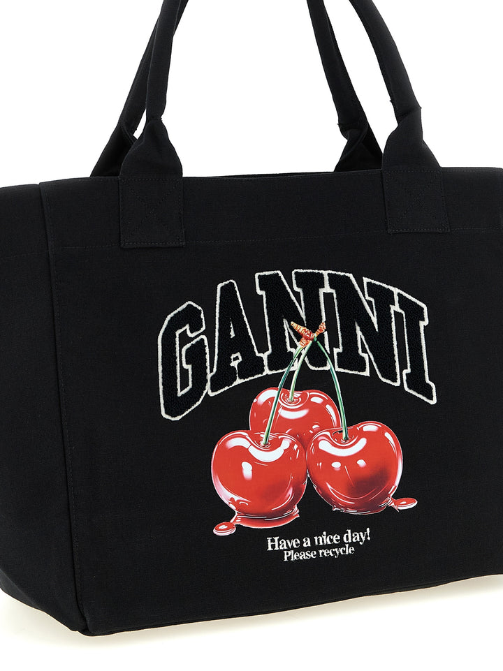 Ganni Black Medium Cherry Tote Tote - Nero | 73d826f2f621875ec34af7795cce55f3833308ed