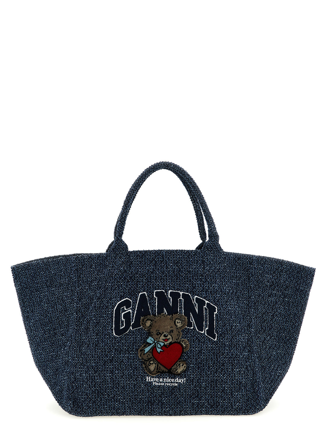 Ganni Xxl Bear Tote - Blu | 67890e073aad6890c133eecfe8d08cea3b550a00