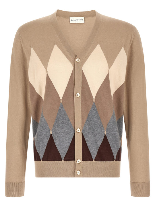 Cardigan Argyle Maglioni Beige