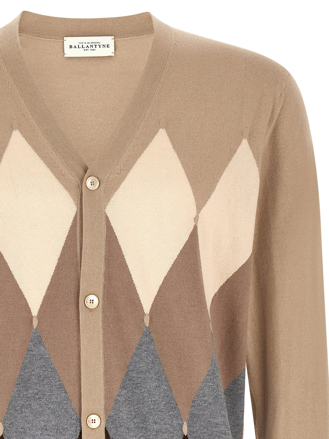 Ballantyne Cardigan Argyle Maglioni - Beige | aa65688ec1540e8c0a1b832005018402824c80f0