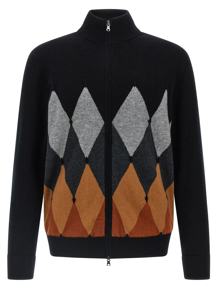 Ballantyne Cardigan Argyle Maglioni - Nero | 9a2cf33e063e0ede58b6494187eebcf2669e1a41