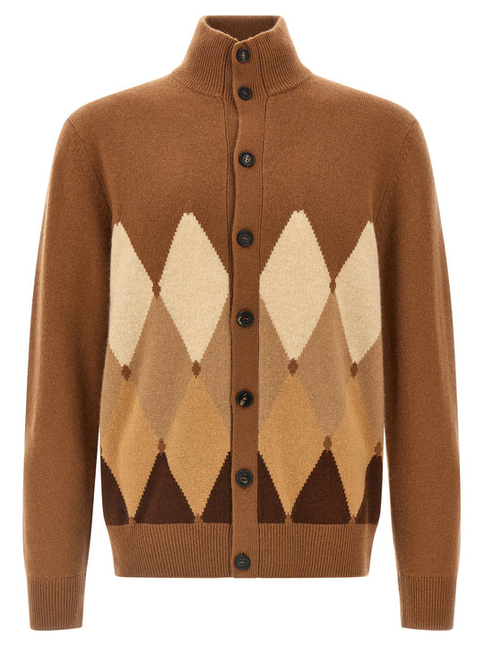 Cardigan Argyle Maglioni Marrone