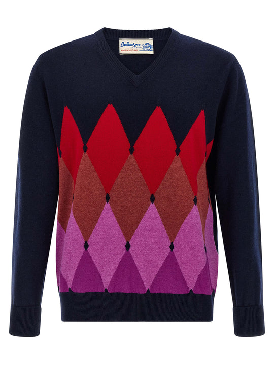 Argyle Pattern Sweater Maglioni Blu