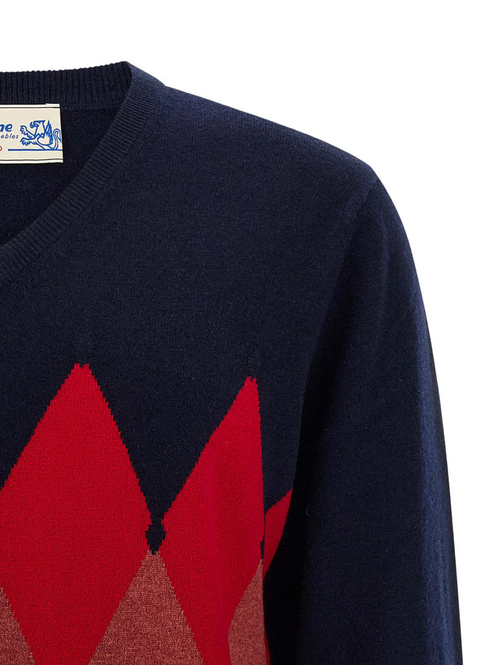 Ballantyne Argyle Pattern Sweater Maglioni - Blu | c371393d0884a4310b09107b115d09bd9e183b8c