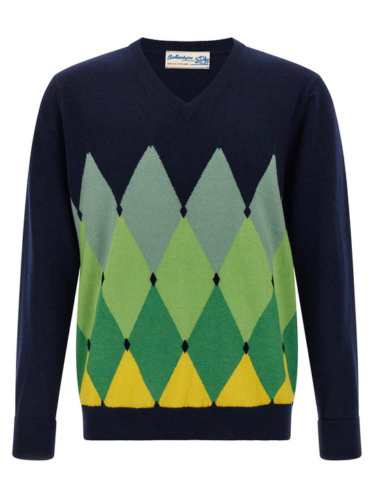 Argyle Pattern Sweater Maglioni Blu