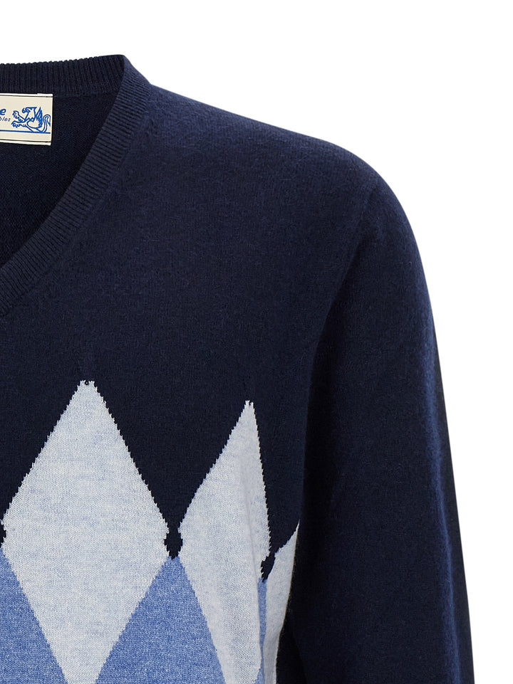 Ballantyne Argyle Pattern Sweater Maglioni - Blu | 82f52e23bad934282b2c9944d1b629621cfae802
