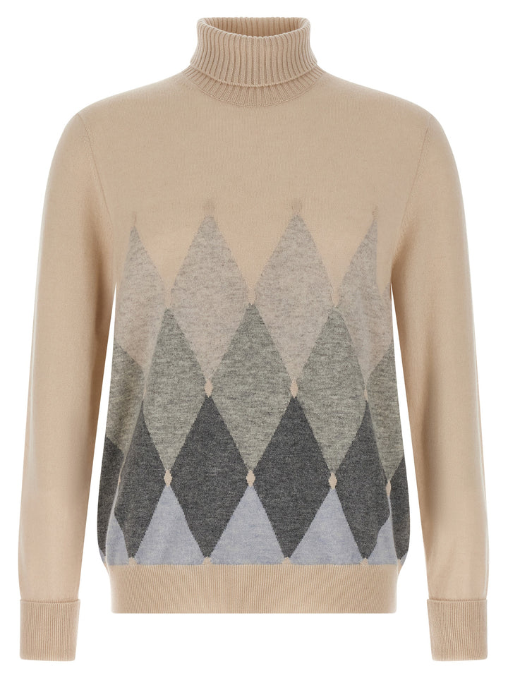 Ballantyne Argyle Turtleneck Maglioni - Beige | b1978a766fcc19e7171e99c5e76dcb96e8651d12