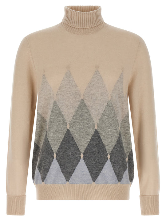 Argyle Turtleneck Maglioni Beige