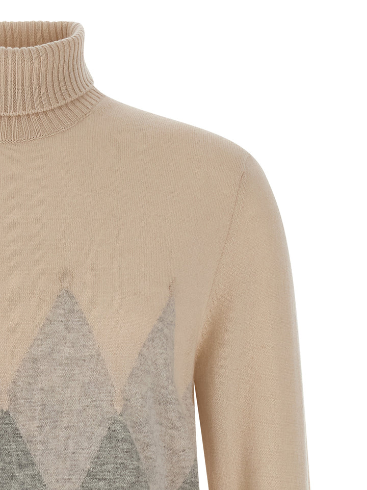 Ballantyne Argyle Turtleneck Maglioni - Beige | 5f09239a2dab1378ec1650332b5bf6d4fad3fc95