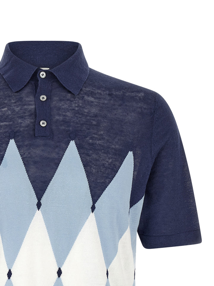 Ballantyne Argyle Polo - Blu | 77f3e180f27507a3f8eeaad83d249c5a88069f15