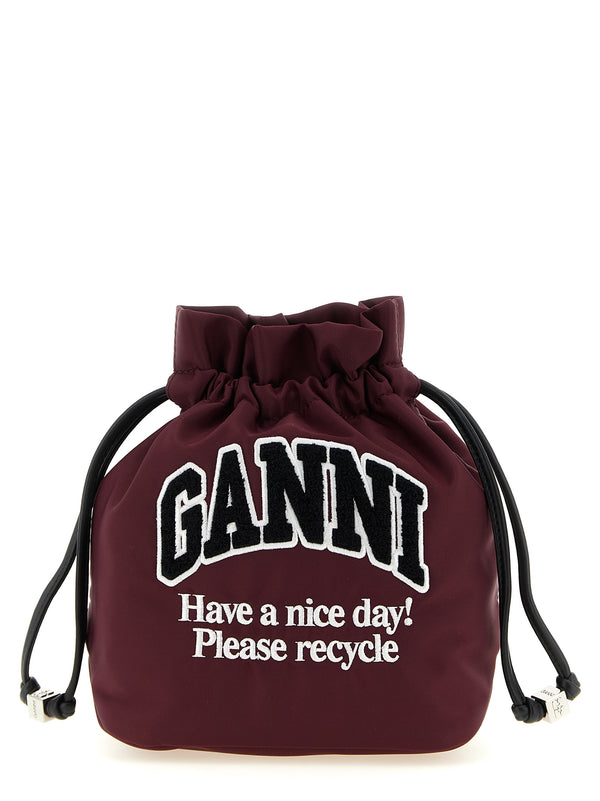 Ganni Logo Clutch Bordeaux