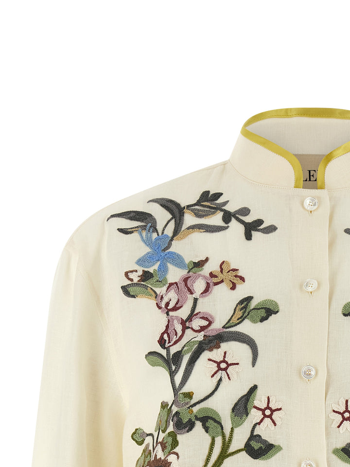 Valentino Garavani Valentino Garavani Floral Embroidery Shirt Camicie - Beige | e036196da397dd3c60ba55f0881e81b2a5202229