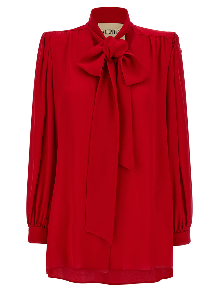 Valentino Garavani Valentino Garavani Silk Shirt With Bow Camicie - Rosso | 27a8bdeb259f4088126328ef155a2ce31bfff762
