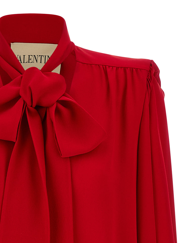 Valentino Garavani Valentino Garavani Silk Shirt With Bow Camicie - Rosso | c5737bfc3ac8170923cf99c83880af4c66b63f72
