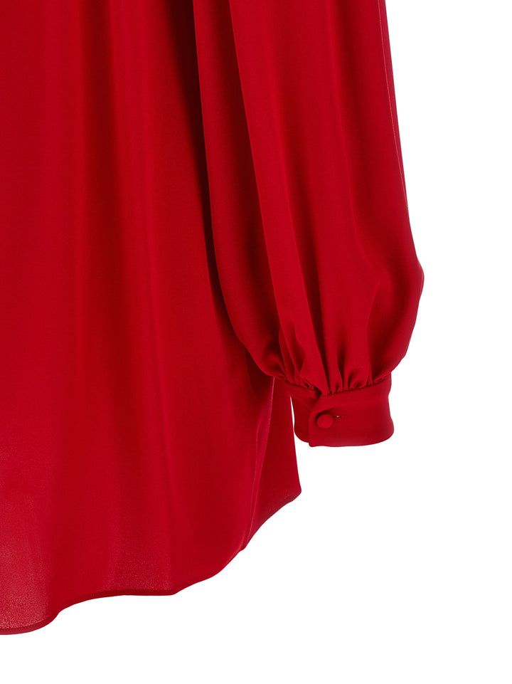Valentino Garavani Valentino Garavani Silk Shirt With Bow Camicie - Rosso | 981d8dfc54891cfb871677c0757f8a69a207237f